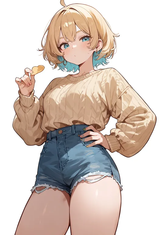 masterpiece, best quality, score_7, safe, calbee (potato chips), solo, simple background — by k3scat, made with ComfyUI