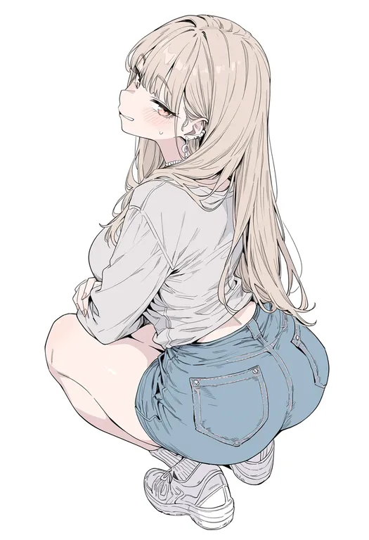 masterpiece, best quality, score_7, safe, pale color, 1girl, solo, simple background — by k3scat, made with ComfyUI