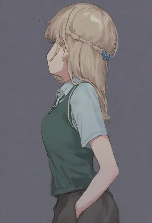 masterpiece, best quality, general, polo shirt, 1girl, solo, simple background — by k3scat, made with ComfyUI