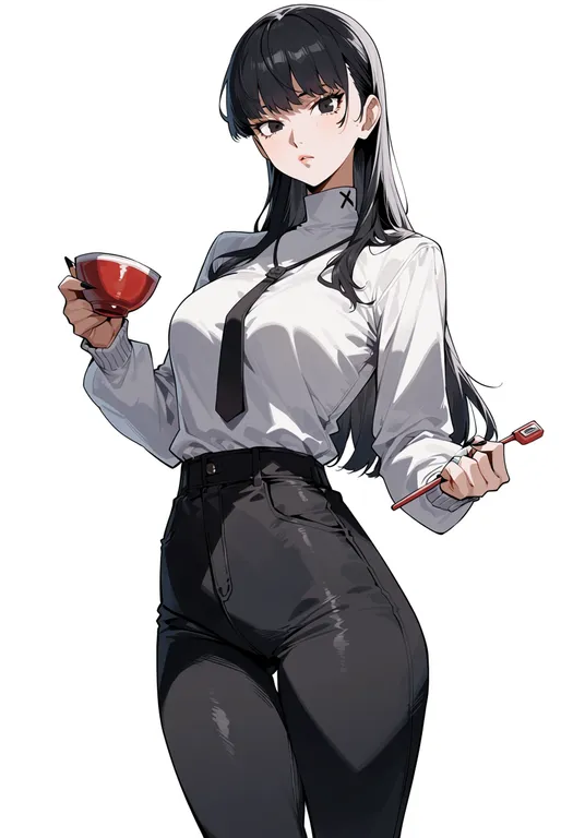 masterpiece, best quality, score_7, safe, persona 5, solo, simple background — by k3scat, made with ComfyUI