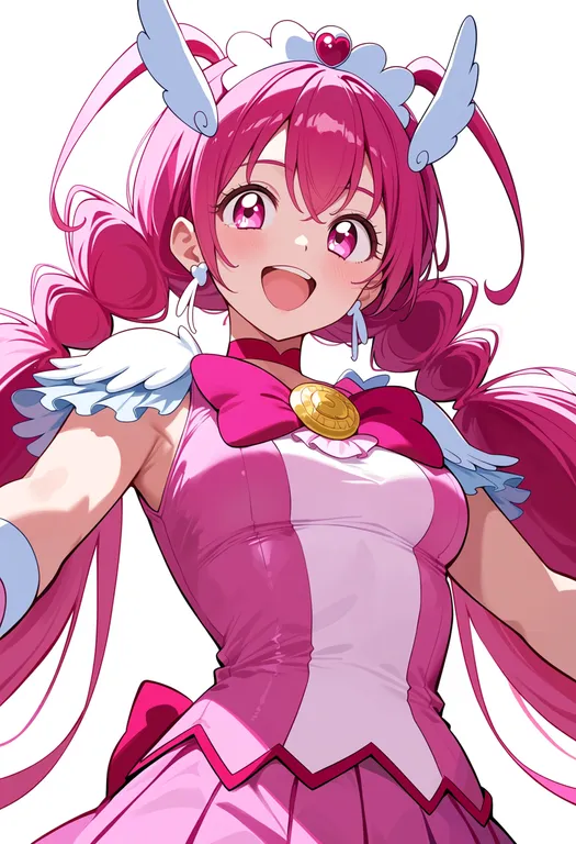 masterpiece, best quality, score_7, safe, cure happy, solo, upper body, simple background — by k3scat, made with ComfyUI