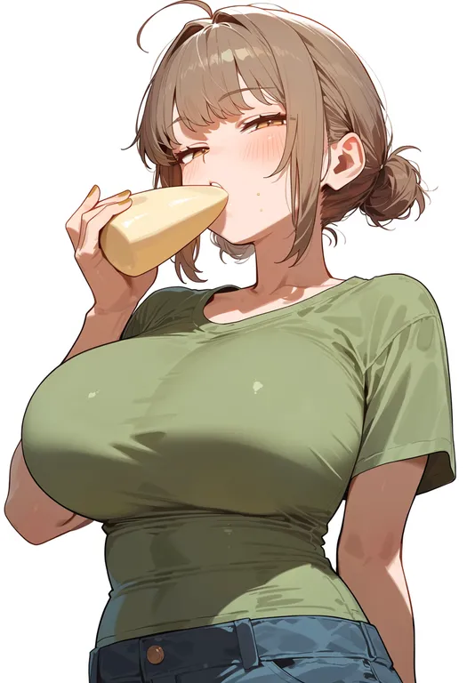 masterpiece, best quality, score_7, safe, mayonnaise, 1girl, solo, upper body, simple background — by k3scat, made with ComfyUI