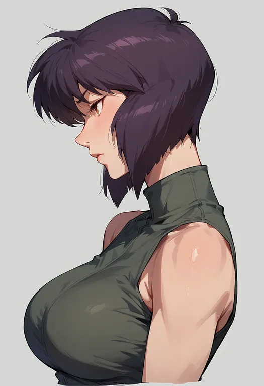 masterpiece, best quality, score_7, safe, kusanagi motoko, solo, upper body, simple background — by k3scat, made with ComfyUI