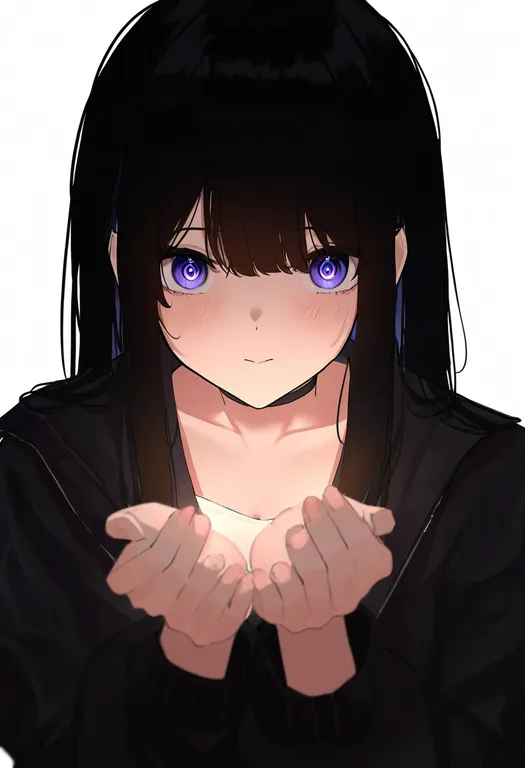 masterpiece, best quality, newest, absurdres, highres, safe, cupping_hands, 1girl, solo, upper_body, simple_background — by k3scat, made with ComfyUI