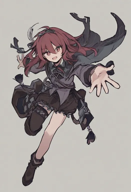 masterpiece, best quality, general, outstretched hand, 1girl, solo, full body, simple background — by k3scat, made with ComfyUI