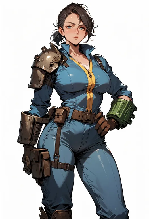 masterpiece, best quality, score_7, safe, fallout 3, solo, simple background — by k3scat, made with ComfyUI