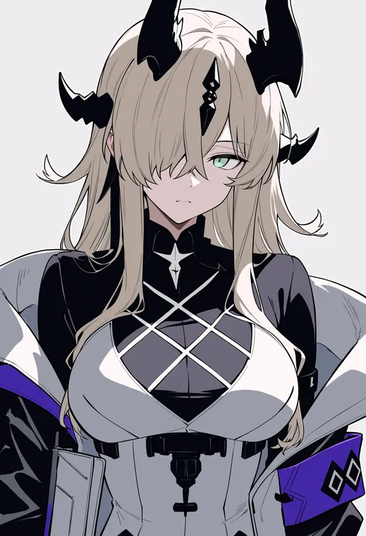 masterpiece, best quality, score_7, safe, necrass (arknights), arknights, solo, upper body, simple background — by k3scat, made with ComfyUI