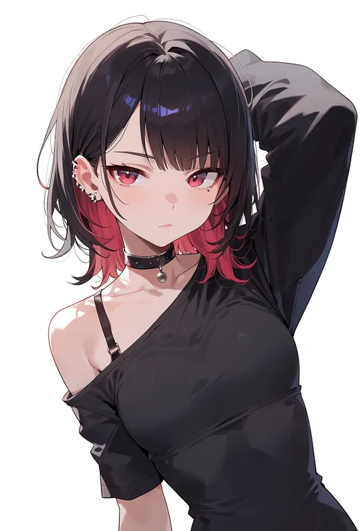 masterpiece, best quality, score_7, safe, uneven sleeves, 1girl, solo, upper body, simple background — by k3scat, made with ComfyUI