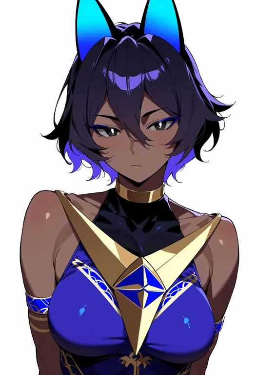 masterpiece, best quality, score_7, safe, arjuna alter (fate), solo, upper body, simple background — by k3scat, made with ComfyUI