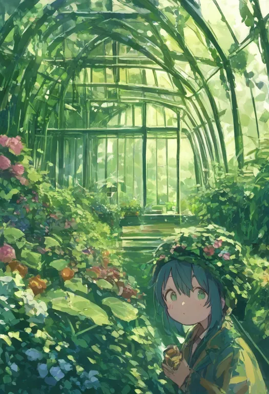 masterpiece, best quality, general, greenhouse, 1girl, solo — by k3scat, made with ComfyUI
