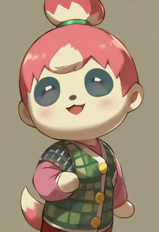 masterpiece, best quality, general, villager (animal crossing), animal crossing, solo, upper body, simple background — by k3scat, made with ComfyUI