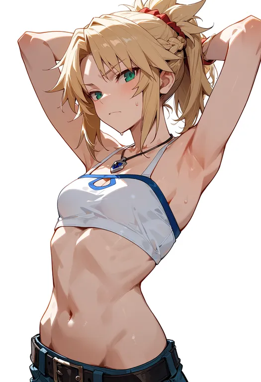 masterpiece, best quality, score_7, safe, mordred (memories at trifas) (fate), solo, upper body, simple background — by k3scat, made with ComfyUI