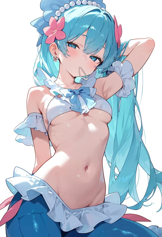 masterpiece, best quality, score_7, safe, primarina, solo, upper body, simple background — by k3scat, made with ComfyUI