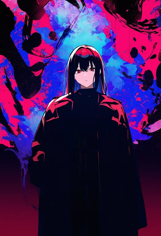 masterpiece, best quality, newest, absurdres, highres, safe, multicolored_background, 1girl, solo — by k3scat, made with ComfyUI