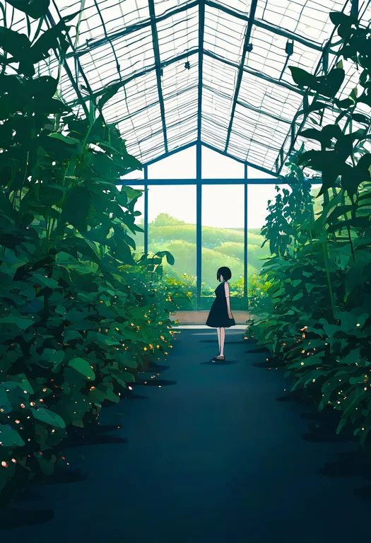 masterpiece, best quality, newest, absurdres, highres, safe, greenhouse, 1girl, solo — by k3scat, made with ComfyUI