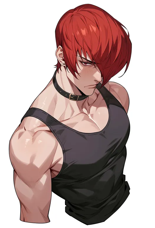 masterpiece, best quality, score_7, safe, yagami iori, solo, upper body, simple background — by k3scat, made with ComfyUI