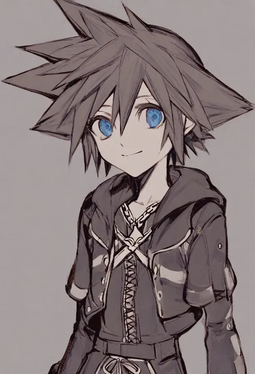 masterpiece, best quality, general, xion (kingdom hearts), kingdom hearts, solo, upper body, simple background — by k3scat, made with ComfyUI