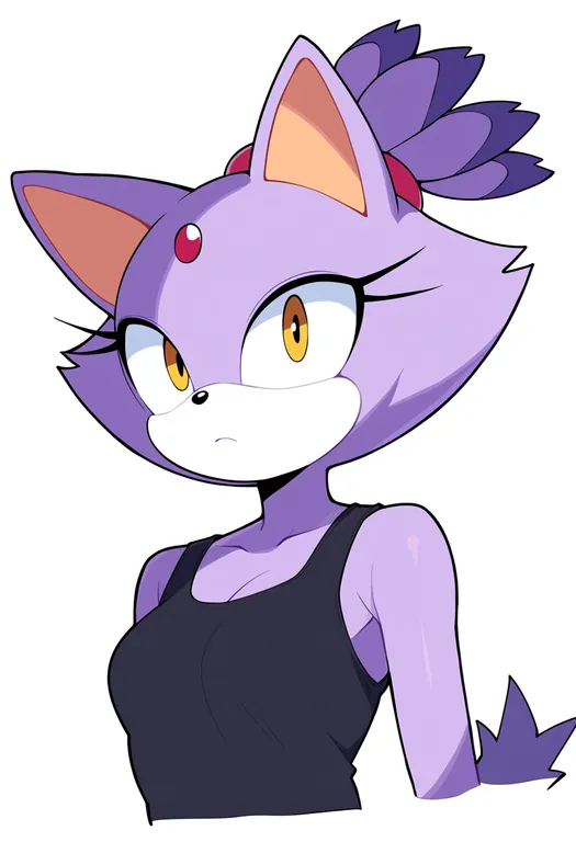 masterpiece, best quality, score_7, safe, blaze the cat, solo, upper body, simple background — by k3scat, made with ComfyUI