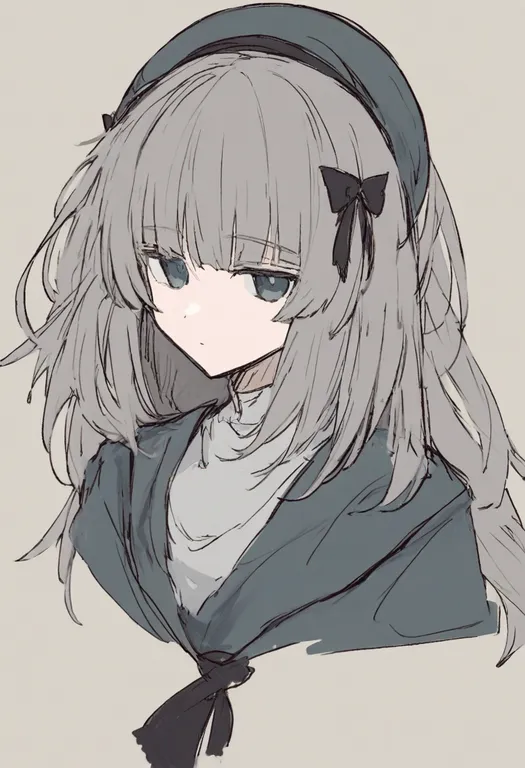 masterpiece, best quality, general, muted color, 1girl, solo, simple background — by k3scat, made with ComfyUI