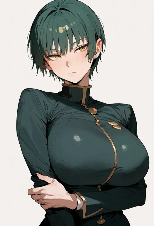 masterpiece, best quality, score_7, safe, zen'in maki, solo, upper body, simple background — by k3scat, made with ComfyUI