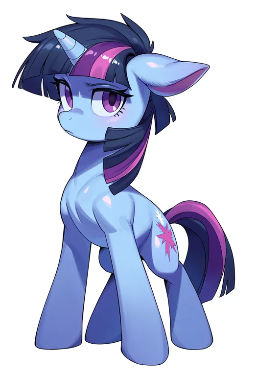 masterpiece, best quality, score_7, safe, my little pony: friendship is magic, solo, simple background — by k3scat, made with ComfyUI