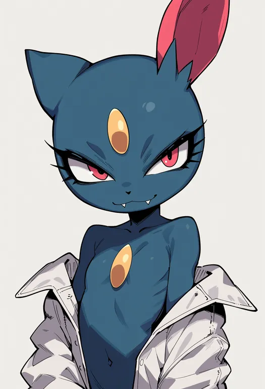 masterpiece, best quality, score_7, safe, sneasel, solo, upper body, simple background — by k3scat, made with ComfyUI
