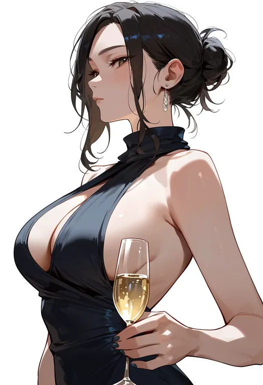 masterpiece, best quality, score_7, safe, champagne, 1girl, solo, upper body, simple background — by k3scat, made with ComfyUI