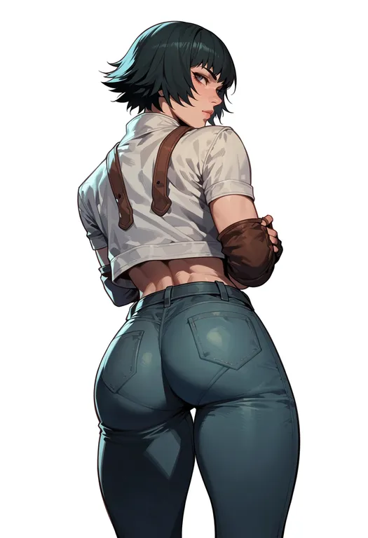 masterpiece, best quality, score_7, safe, devil may cry (series), solo, simple background — by k3scat, made with ComfyUI