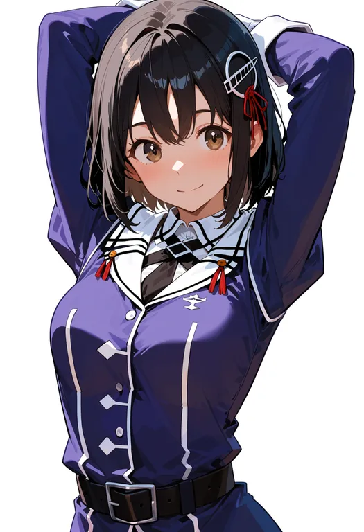 masterpiece, best quality, score_7, safe, haguro kai ni (kancolle), solo, upper body, simple background — by k3scat, made with ComfyUI