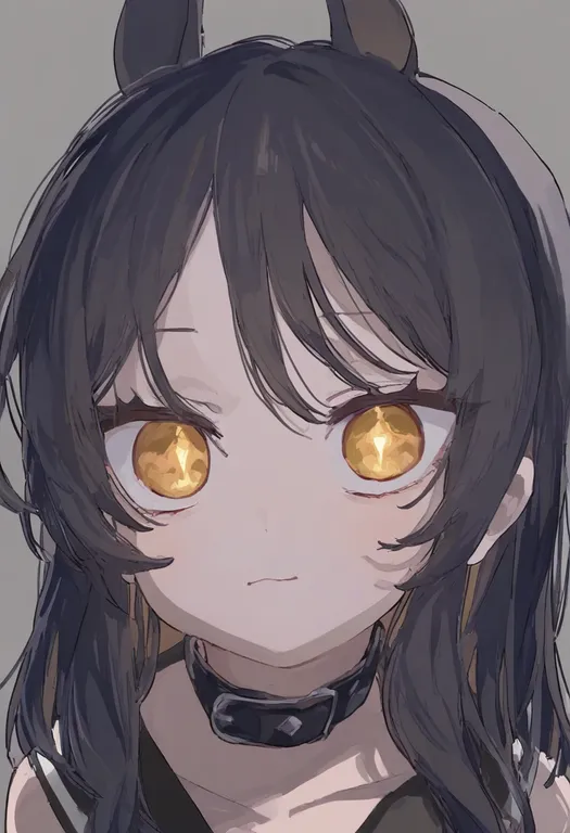 masterpiece, best quality, general, black collar, 1girl, solo, simple background — by k3scat, made with ComfyUI
