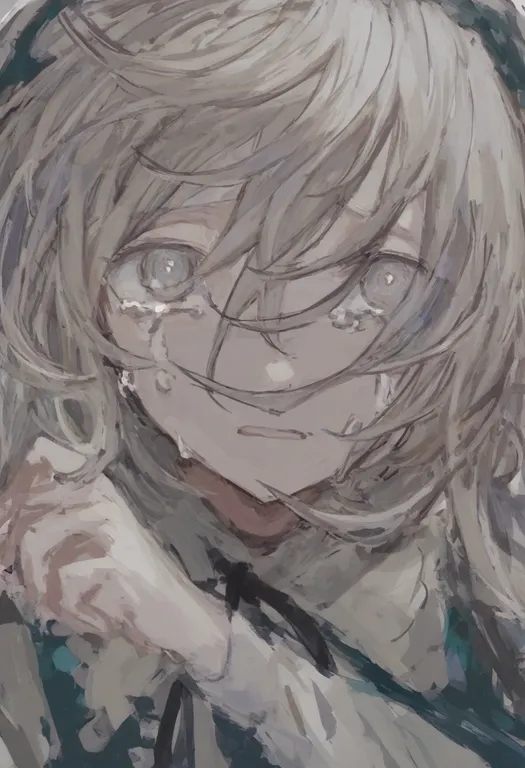 masterpiece, best quality, general, crying with eyes open, 1girl, solo, simple background — by k3scat, made with ComfyUI