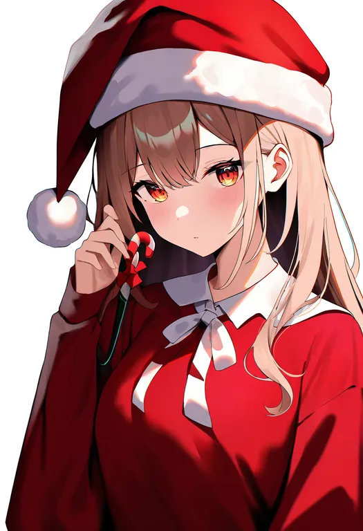 masterpiece, best quality, newest, absurdres, highres, safe, candy_cane, 1girl, solo, upper_body, simple_background — by k3scat, made with ComfyUI