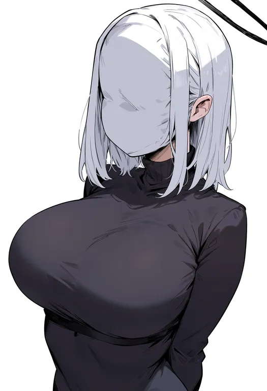 masterpiece, best quality, score_7, safe, sin sack, solo, upper body, simple background — by k3scat, made with ComfyUI