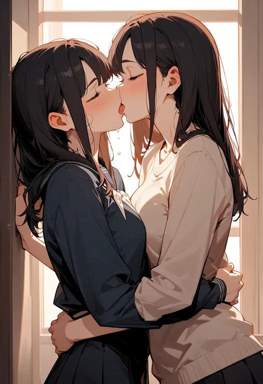 masterpiece, best quality, score_7, safe, french kiss, 1girl — by k3scat, made with ComfyUI