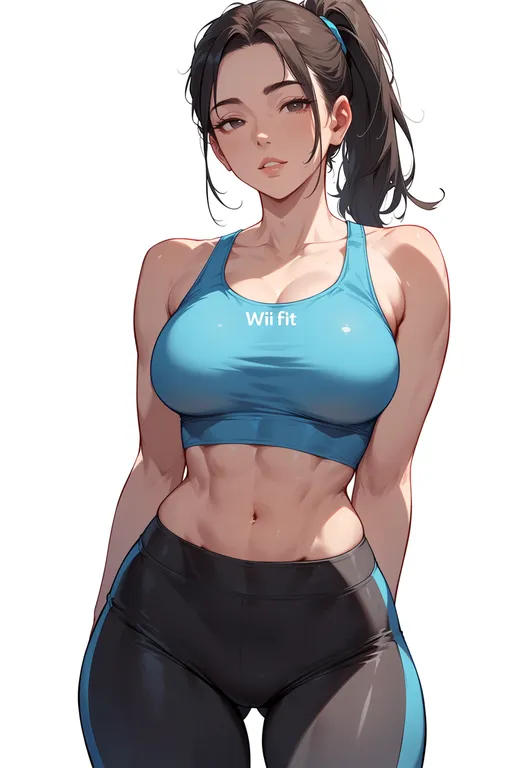 masterpiece, best quality, score_7, safe, wii fit, solo, simple background — by k3scat, made with ComfyUI