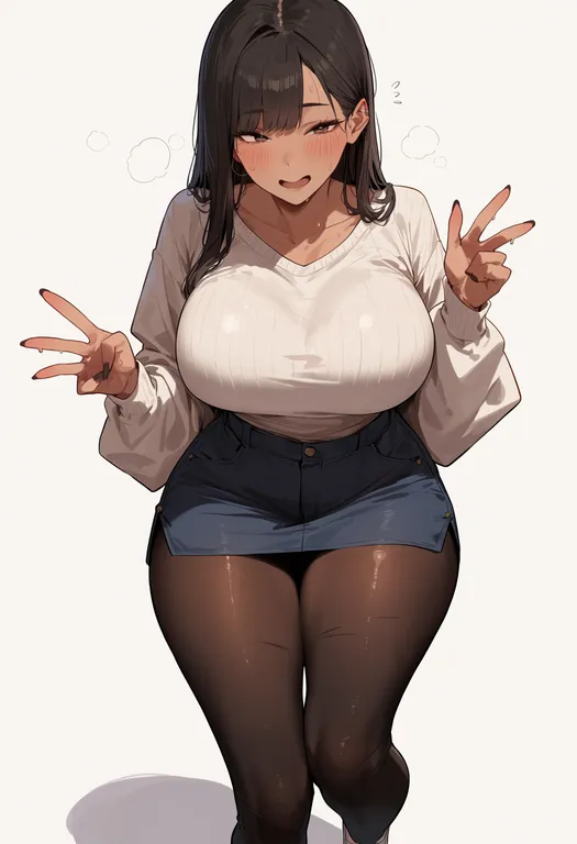 masterpiece, best quality, score_7, safe, muffin top, 1girl, solo, simple background — by k3scat, made with ComfyUI