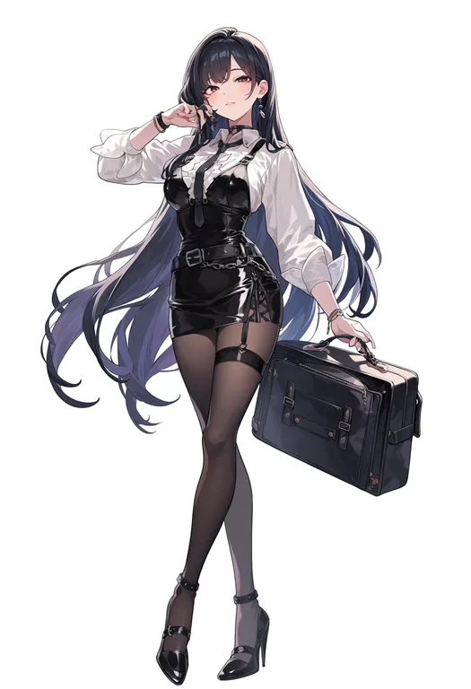 masterpiece, best quality, score_7, safe, battle girl high school, solo, simple background — by k3scat, made with ComfyUI