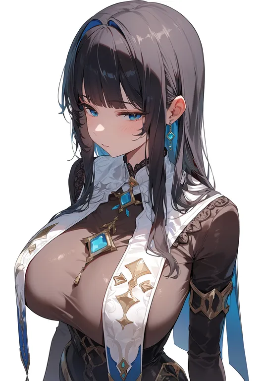masterpiece, best quality, score_7, safe, breast curtains, 1girl, solo, simple background — by k3scat, made with ComfyUI