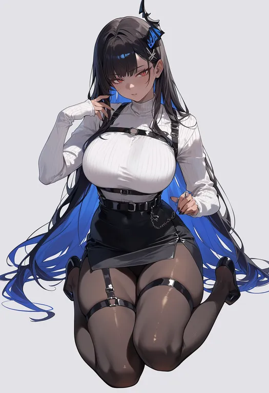 masterpiece, best quality, score_7, safe, single horn, 1girl, solo, simple background — by k3scat, made with ComfyUI
