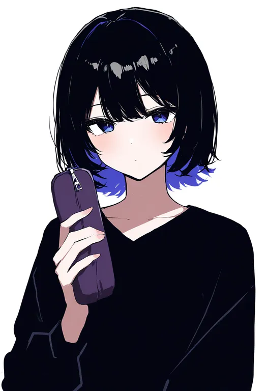 masterpiece, best quality, newest, absurdres, highres, safe, pencil_case, 1girl, solo, upper_body, simple_background — by k3scat, made with ComfyUI