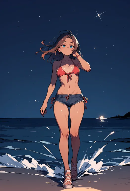 masterpiece, best quality, score_7, safe, night sky, 1girl, solo, simple background — by k3scat, made with ComfyUI
