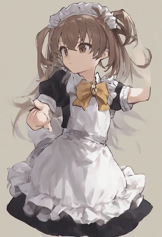 masterpiece, best quality, general, maid apron, 1girl, solo, simple background — by k3scat, made with ComfyUI