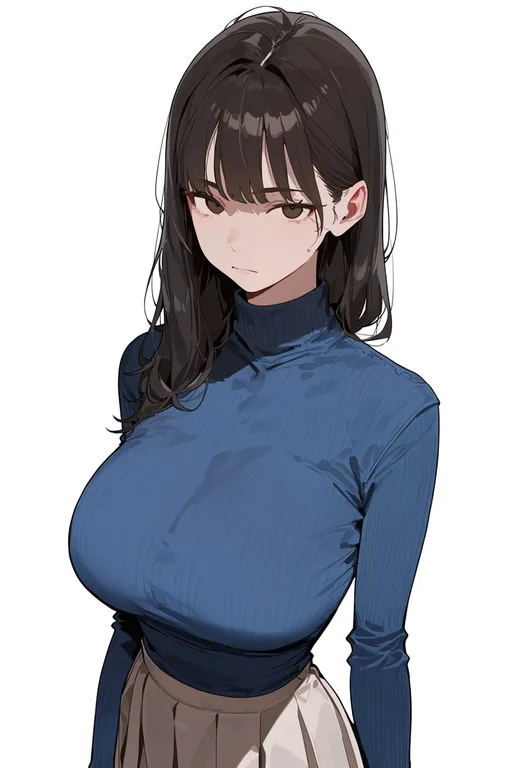 masterpiece, best quality, score_7, safe, blank stare, 1girl, solo, simple background — by k3scat, made with ComfyUI