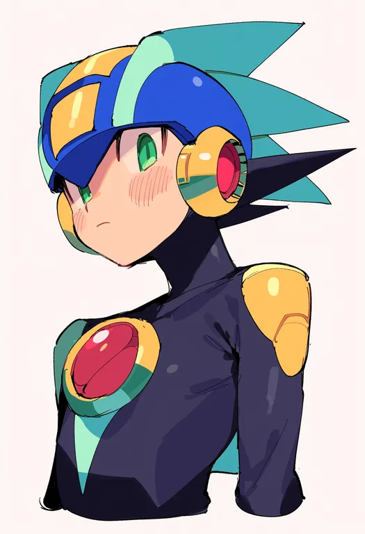 masterpiece, best quality, score_7, safe, rush (mega man), solo, upper body, simple background — by k3scat, made with ComfyUI