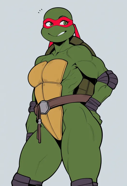 masterpiece, best quality, score_7, safe, teenage mutant ninja turtles, solo, simple background — by k3scat, made with ComfyUI