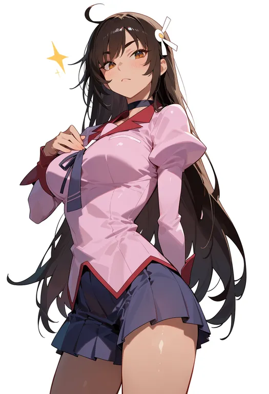 masterpiece, best quality, score_7, safe, nekomonogatari, solo, simple background — by k3scat, made with ComfyUI