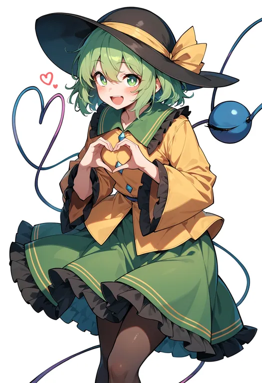 masterpiece, best quality, score_7, safe, koishi komeiji's heart-throbbing adventure, solo, simple background — by k3scat, made with ComfyUI
