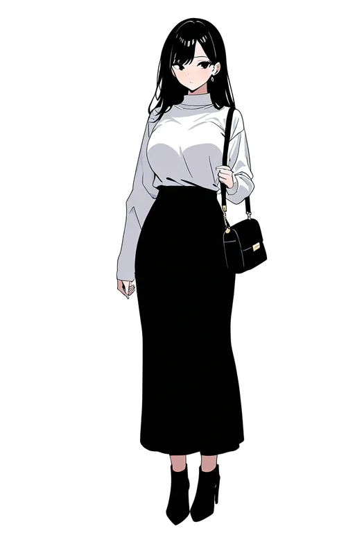 masterpiece, best quality, newest, absurdres, highres, safe, handbag, 1girl, solo, full_body, simple_background — by k3scat, made with ComfyUI