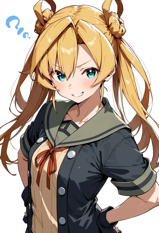 masterpiece, best quality, score_7, safe, abukuma kai ni (kancolle), solo, upper body, simple background — by k3scat, made with ComfyUI