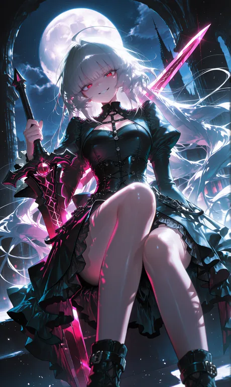 masterpiece, best quality, absurdres, newest, highres, 1girl, solo, white hair, long flowing hair, red eyes… — by Nick man, made with ComfyUI